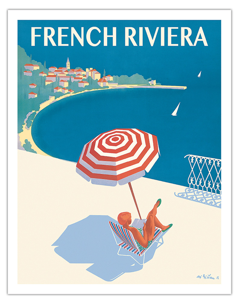  Buyartforless La Cote d'Azur Riviera by M. Tamgry 36x24 Vintage  Travel Art Print Poster: Prints: Posters & Prints