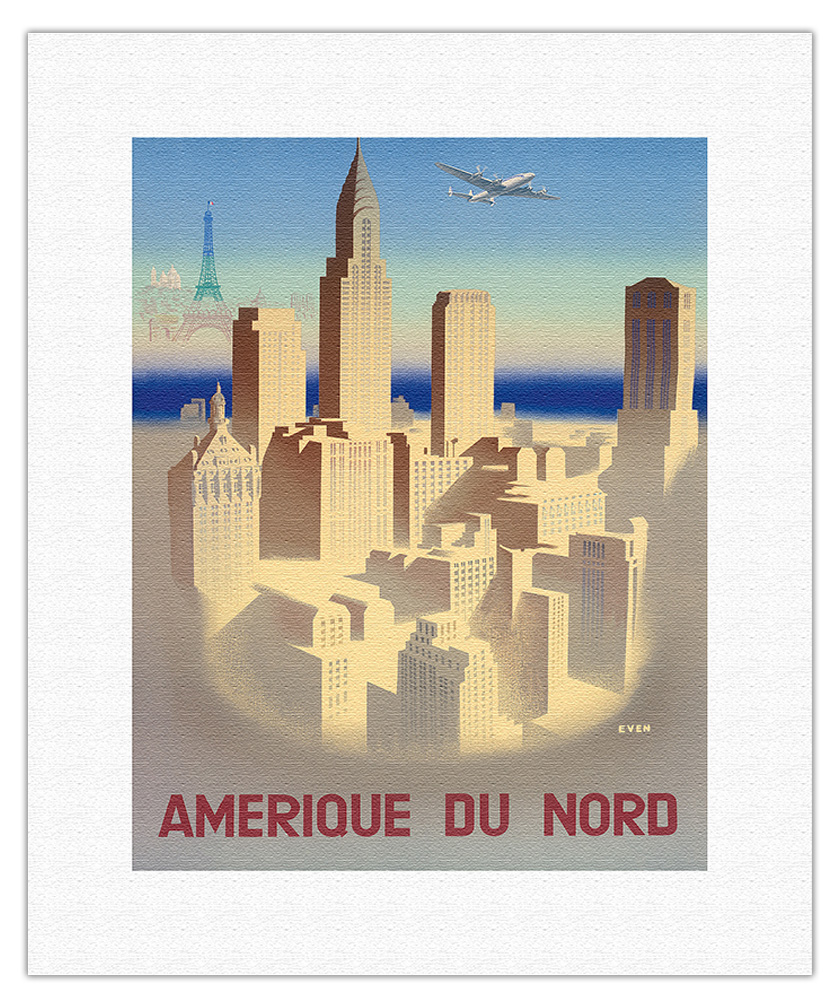 Amerique Du Nord - France - New York City - Vintage Poster by Jean Even c.1950