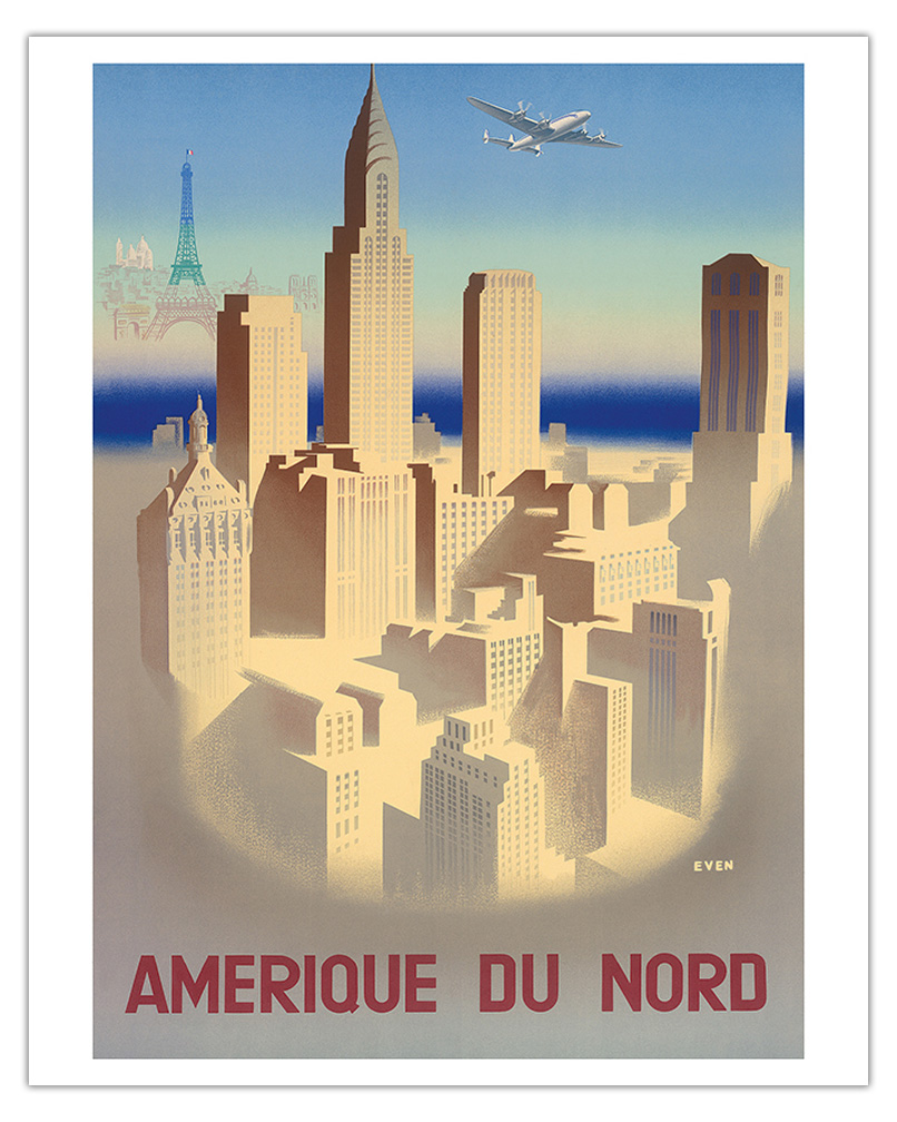 Amerique Du Nord - France - New York City - Vintage Poster by Jean Even c.1950