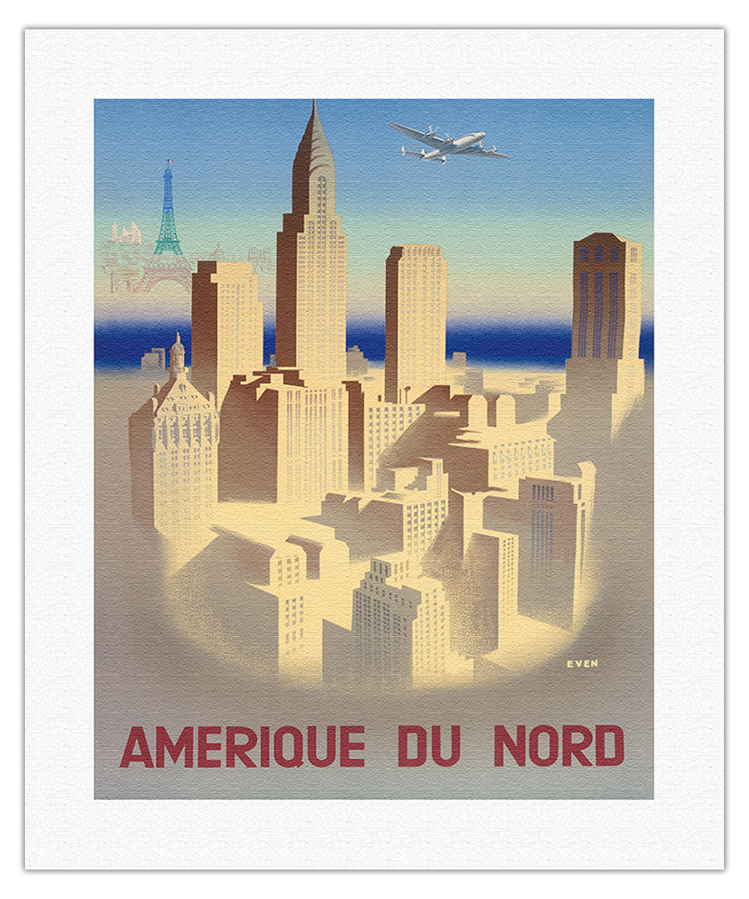 Amerique Du Nord - France - New York City - Vintage Poster by Jean Even c.1950