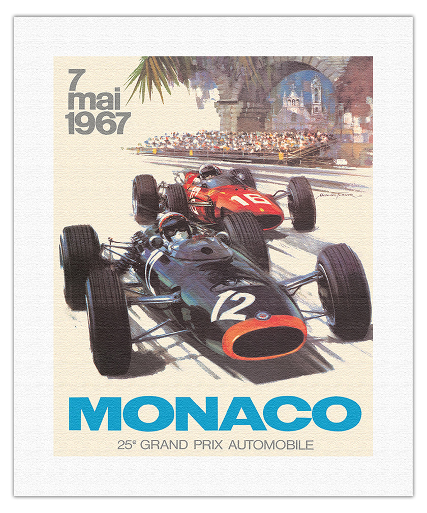 25th Monaco Grand Prix Automobile - F1 Vintage Car Poster by Michael Turner 1967