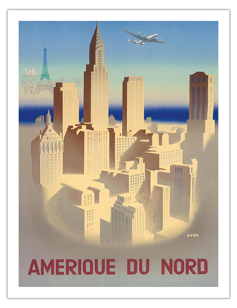 Amerique Du Nord - France - New York City - Vintage Poster by Jean Even c.1950