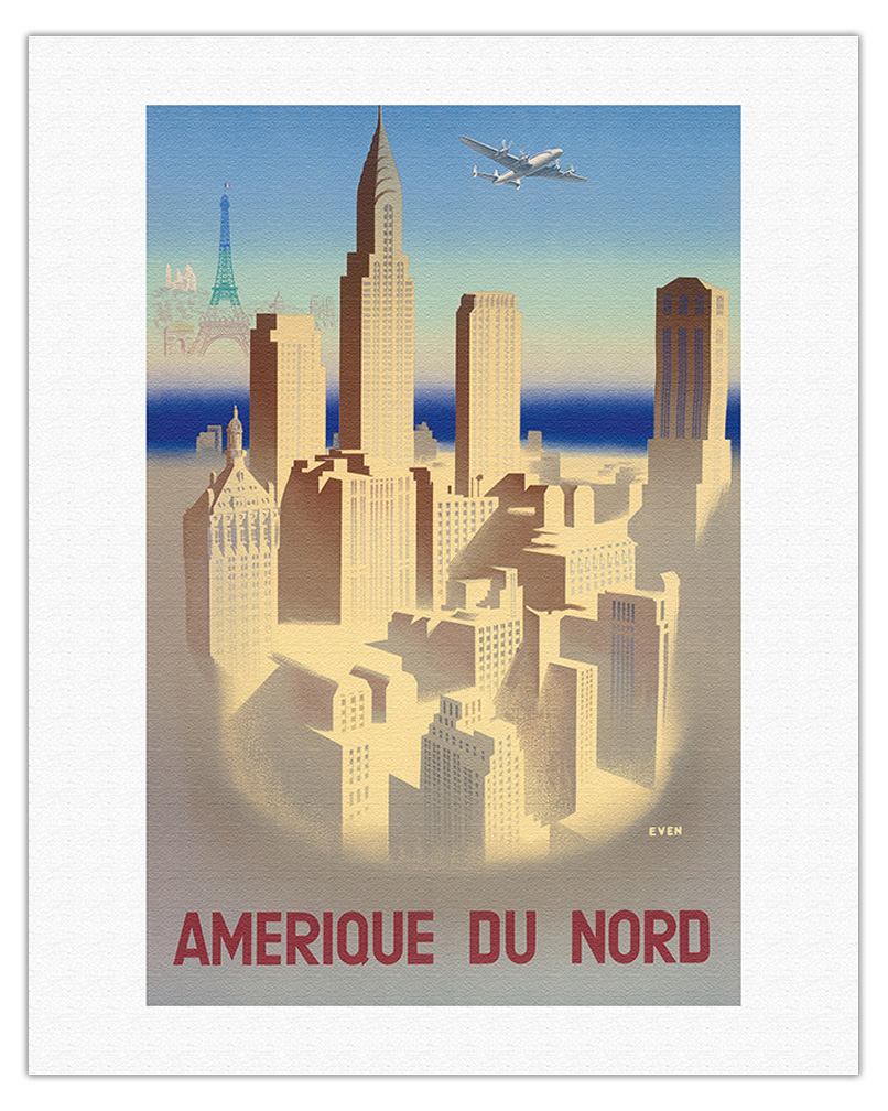 Amerique Du Nord - France - New York City - Vintage Poster by Jean Even c.1950