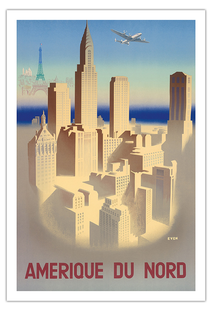 Amerique Du Nord - France - New York City - Vintage Poster by Jean Even c.1950