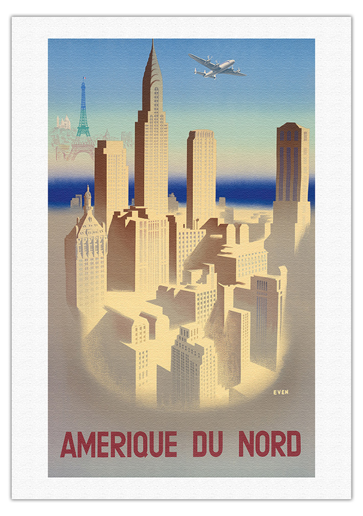 Amerique Du Nord - France - New York City - Vintage Poster by Jean Even c.1950