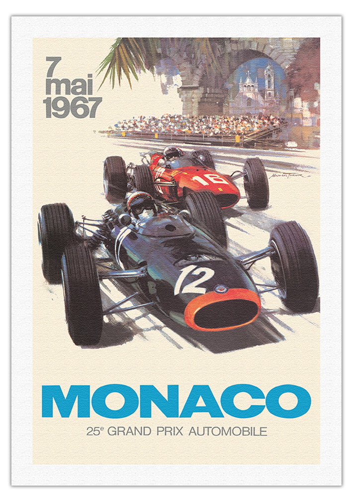 25th Monaco Grand Prix Automobile - F1 Vintage Car Poster by Michael Turner 1967