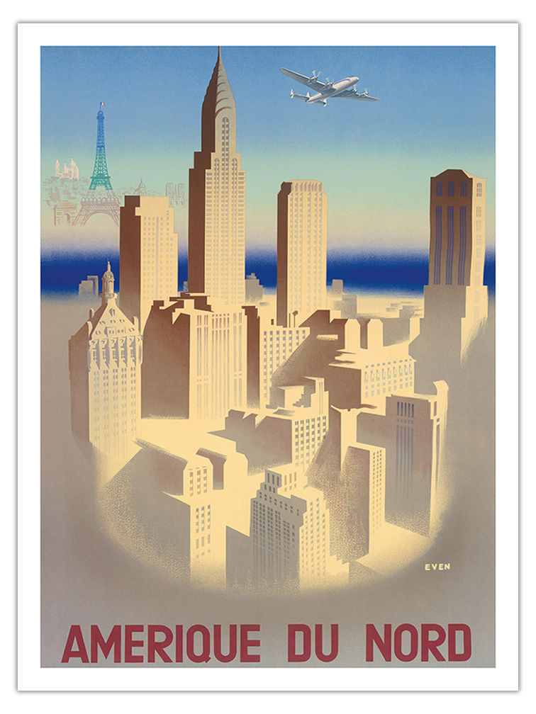 Amerique Du Nord - France - New York City - Vintage Poster by Jean Even c.1950