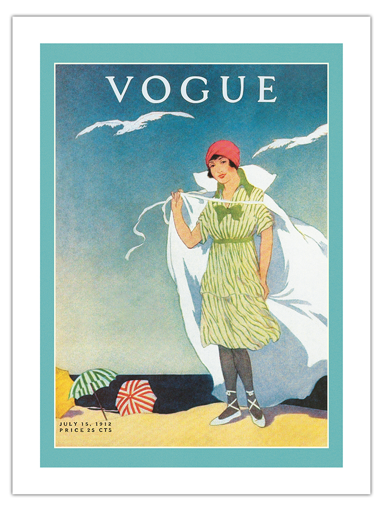 Purchases 1938 ORIGINAL VINTAGE VOGUE COVER ART EISENDIECK FASHION IMPRESSION BEACH