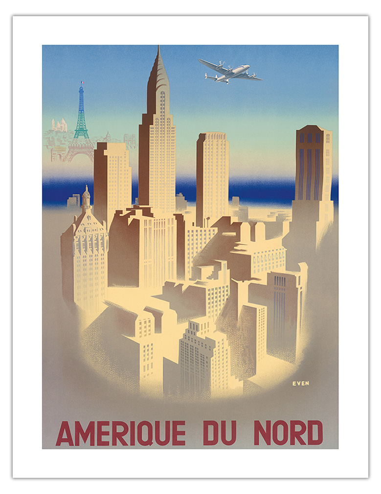 Amerique Du Nord - France - New York City - Vintage Poster by Jean Even c.1950