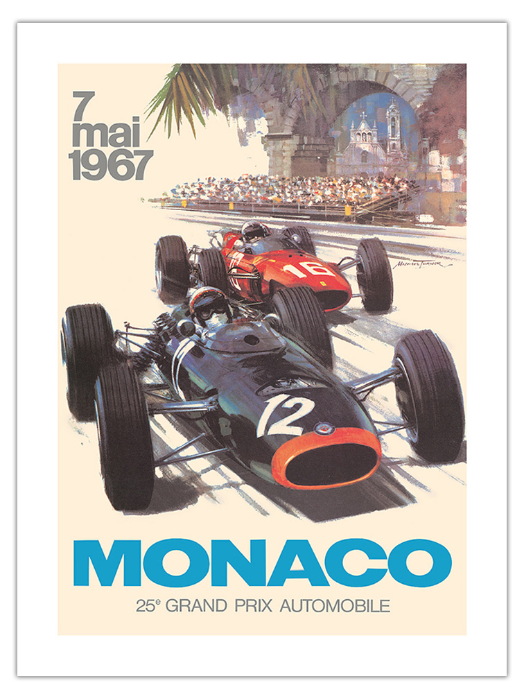 25th Monaco Grand Prix Automobile - F1 Vintage Car Poster by Michael Turner 1967