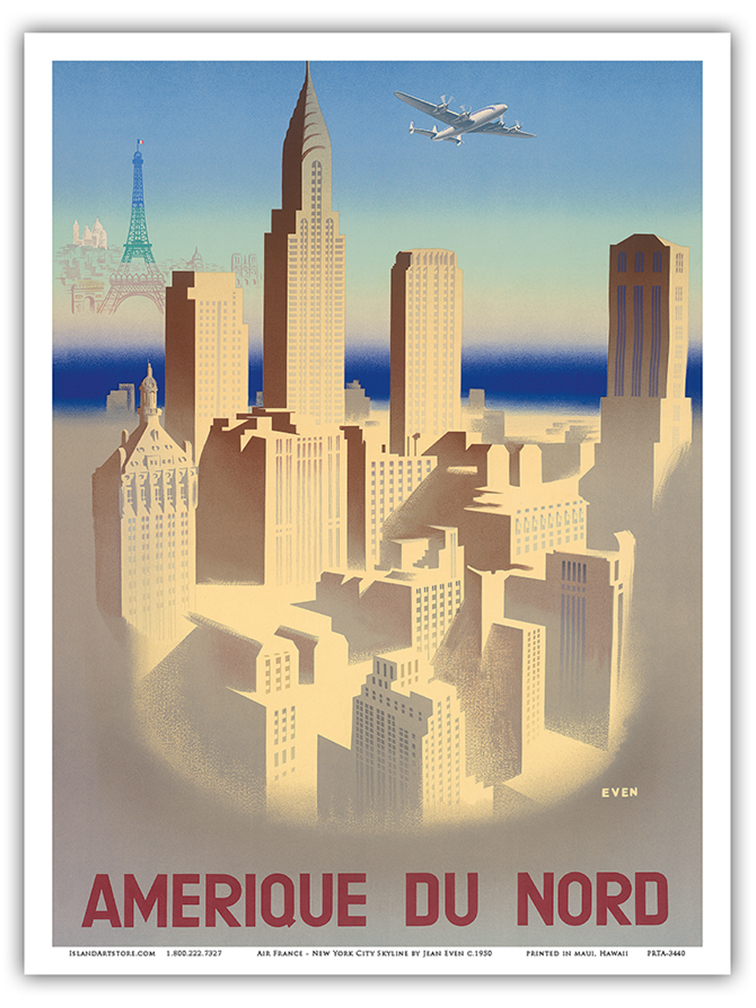 Amerique Du Nord - France - New York City - Vintage Poster by Jean Even c.1950