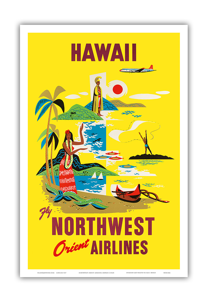 Hawaii - Vintage Hawaiian Travel Poster c.1960