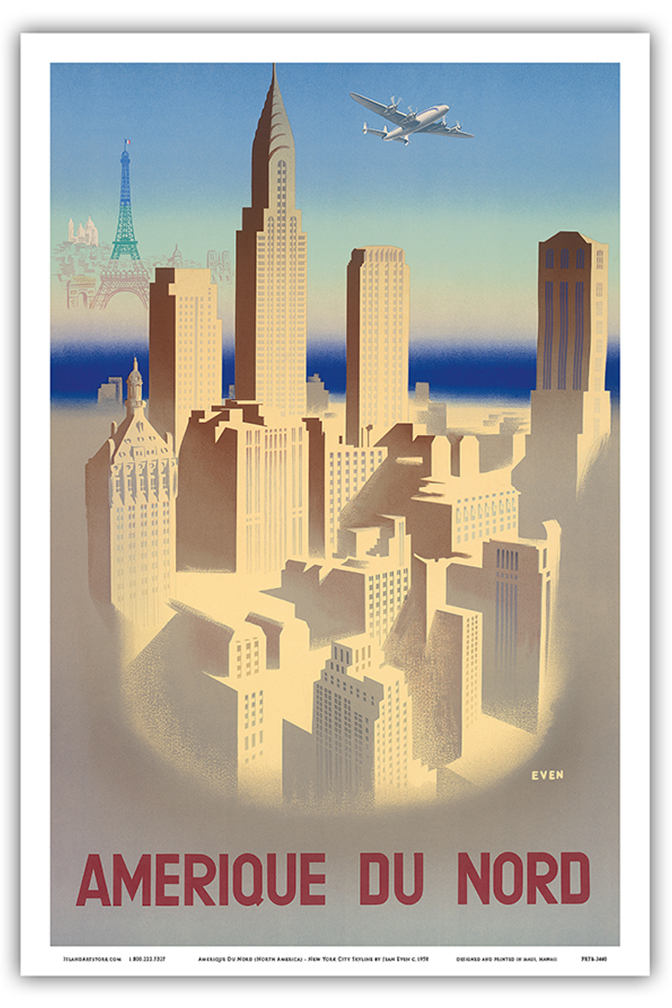 Amerique Du Nord - France - New York City - Vintage Poster by Jean Even c.1950