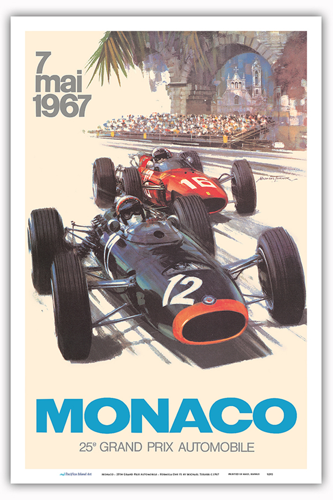 25th Monaco Grand Prix Automobile - F1 Vintage Car Poster by Michael Turner 1967