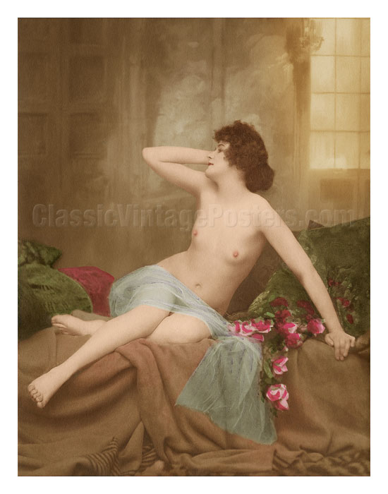 550px x 700px - Art Prints & Posters - Classic Vintage French Nude Photograph -  Hand-Colored Tinted Art - Fine Art Prints & Posters -  ClassicVintagePosters.com