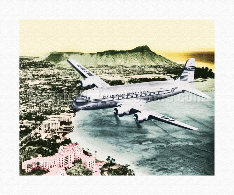 Over Oahu, Hawaii - Pan American World Airways - Douglas DC-4