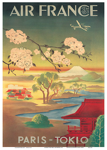 Art Prints & Posters - Aviation - Paris Tokio (Tokyo) - Mt. Fuji And Cherry  Blossoms - Fine Art Prints & Posters 