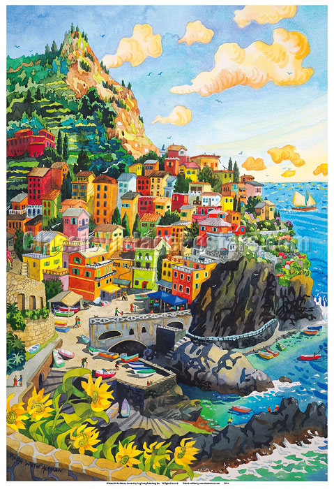 Art Prints & Terre Prints Fine & Riviera Art Posters Italy - Posters - Manarola, Coastal - Town - Cinque Italian