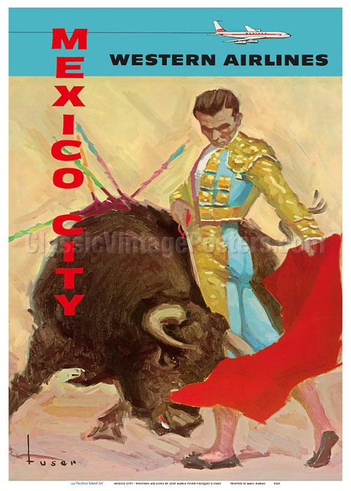 Art Prints & Posters - Mexico City - Bullfight Matador - Western Air