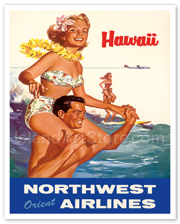 Western 航空ポスター 2枚セットHawaii poster-