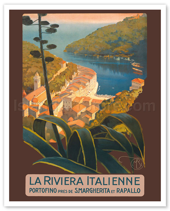 POSTER vintage RAPALLO Riviera Ligure Genova mare vacanza Liguria regalo  sole