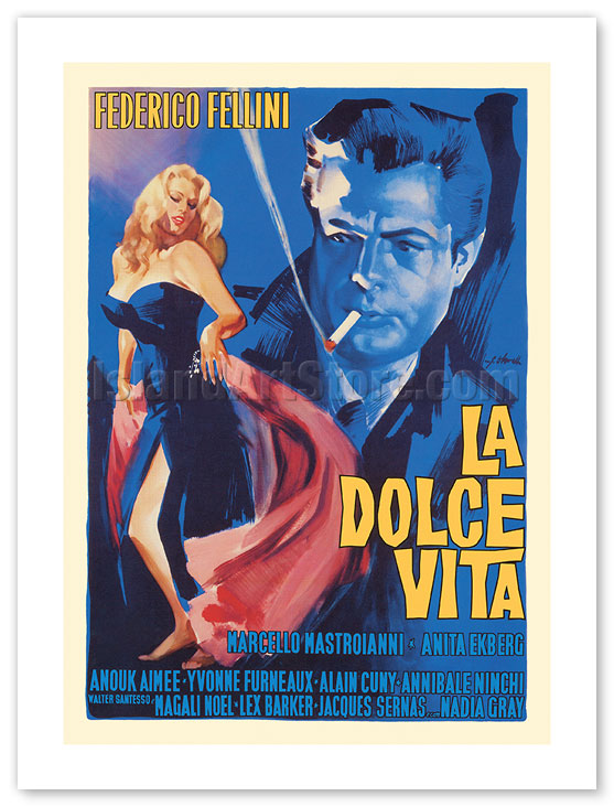 Fine Art Prints & Posters - La Dolce Vita - Directed by Federico Fellini -  with Marcello Mastroianni - c. 1959 - Fine Art Prints & Posters -  IslandArtStore.com