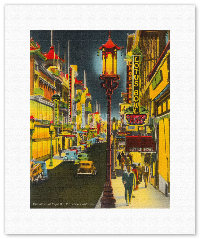 CHINATOWN night scene cheapest of Chinatown, original knife oil painting on canvas