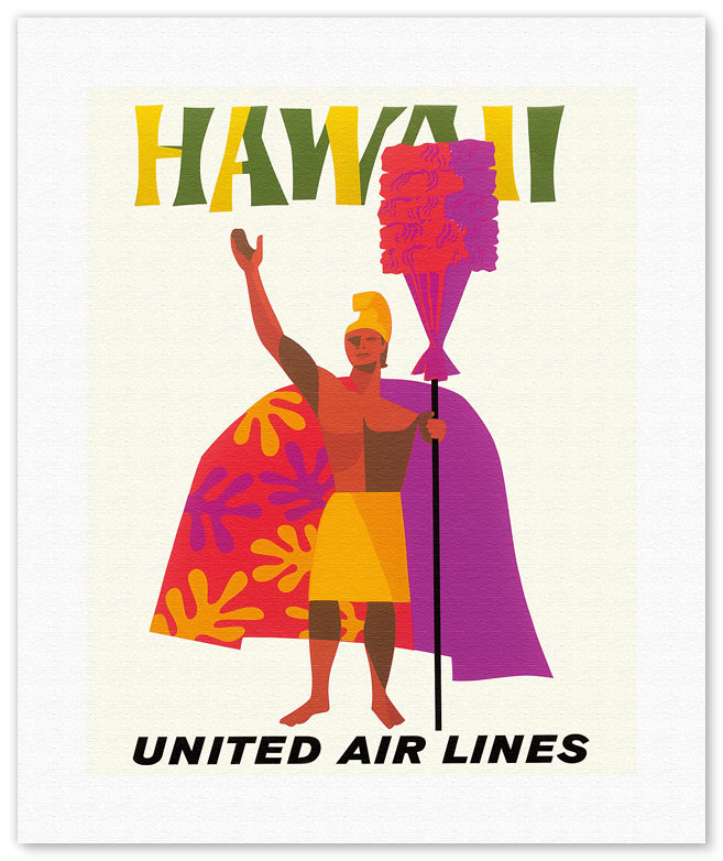 Fine Art Prints & Posters - Hawaii United Airlines King Kamehameha