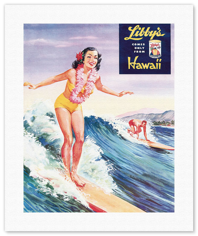 Sunset Beach Hawaii Oahu North Shore Surfer Vintage Hawaiian Travel Poster  by Rick Sharp Fine Art Rolled Canvas Print 27in x 40in の正規取扱店で 