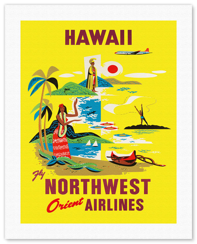 Fine Art Prints & Posters - Northwest Orient Airlines, Hawaii - Fine Art  Prints & Posters - IslandArtStore.com