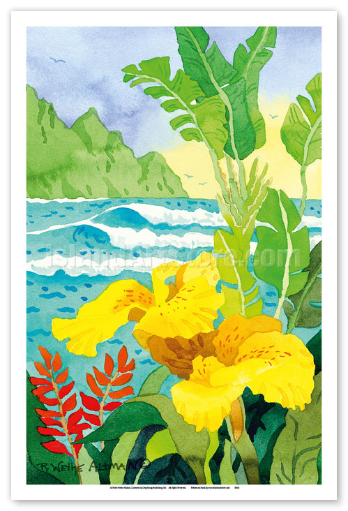 最高の品質の 油彩原画 ハワイアンアート「TropicalWave3」HawaiianArt