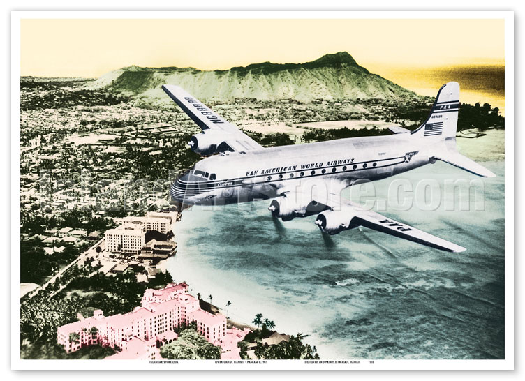 Fine Art Prints & Posters - Over Oahu, Hawaii - Pan American World