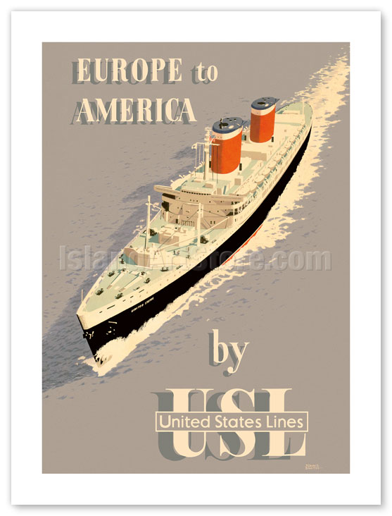 Fine Art Prints Posters Europe To America By United States Lines S S United States Ocean Liner Cruise Ship Giclee Art Prints Posters Islandartstore Com - ss madeleine ocean liner roblox