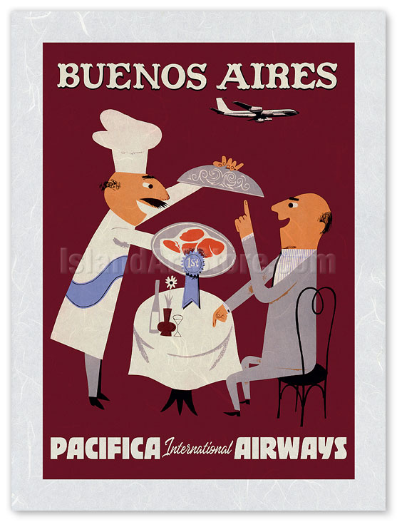 Fine Art Prints & Posters - Buenos Aires - Pacifica International Airways -  c. 1950's - Fine Art Prints & Posters - IslandArtStore.com