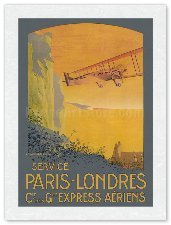 Fine Art Prints & Posters - Paris to London (Londres) Service - Compagnie  des Grands Express Aériens - c. 1920 - Fine Art Prints & Posters -  