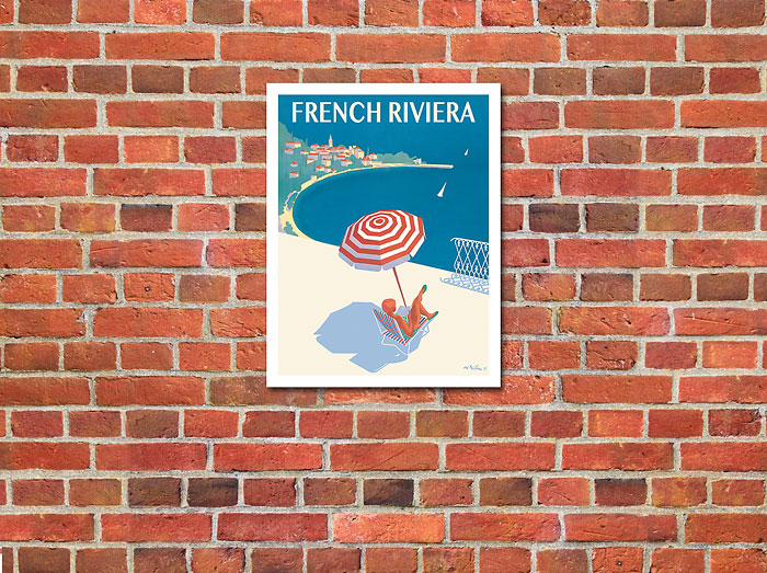1947 Cote d'Azur French Riviera Vintage Travel Poster Canvas Print