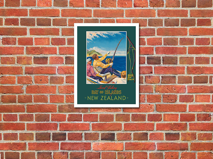 Vintage Poster - Sword Fishing, Bay of Islands, New Zealand Take The T -  Historic Pictoric
